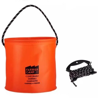 FARMERCAMP 釣魚打水桶 強化PVC 直徑18*17.5cm 容量4L, 橘色, 1個