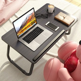 淘氣寶貝 可升降折疊電腦桌 床上多功能學習書桌 附杯架 55x32x25公分, 黑色