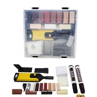 마루바닥 수리 키트 전기 타일 목재 찍힘 보수 세트 왁스, 1개, 3. 목재 바닥 수리 키트+왁스 크레용