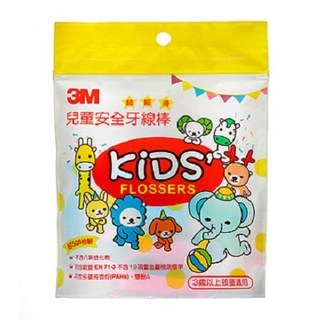 3M 兒童安全牙線棒 DFK1(38支/袋) 台灣製造/超細滑/通過SGS檢驗/8種動物 * 4種顏色, 1個, 38支