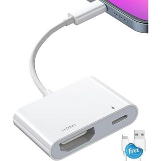 Apple MFi 인증 라이트닝에서 HDMI 어댑터 디지털 AV 1080P 동기화 화면 프로젝터모니터TV용 라이트닝 포트 장치와 호환되는 iPhone, white, 1개