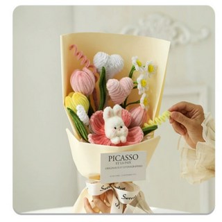 호우맘 DIY 모루 튤립 꽃바발 크리스마스 트리 만들기, 1개, 토끼 믹스 부케