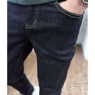 老爺有喜 重磅丹寧小直筒褲-深藍 潑漆水泥灰 顯瘦修身窄管