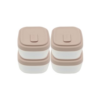 네오실리 뉴에어락 국산 프리미엄 실리콘 밀폐 용기 냉동밥용기 소형, 웜베이지, 4개