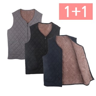 필굿 남성 여성 남자 여자 퀼팅 누빔 골덴 융기모 양모 퍼 조끼 1+1 빅사이즈 88~99 사무실 작업 근무복 뽀글이 겨울 방한용품