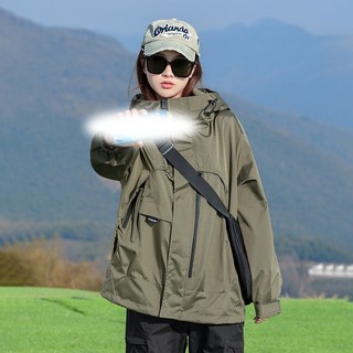 Izeriel 봄 여성용 후드 바람막이 점퍼 루즈핏 단색 아우터 캐주얼한 데일리룩 아웃도어 등산 방수 방풍 기능성 자켓 가볍고 편안한 긴팔 상의