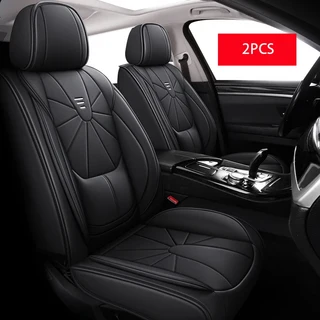 MG ZS EV MULAN PU 가죽 자동차 시트 커버 (허리 쿠션 미끄럼 방지 공용), 06 Front Seats-Black, 01 빠른