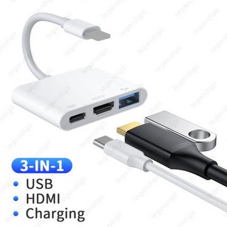 호환케이블 HDTV 충전 변환기용 멀티 포트 HDMI 어댑터 회의용 OTG 영화 게임 프로젝터 비디오 케이블, 1개, 01 3IN1 HDTV