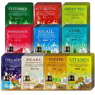 마리에 마스크팩 20ml 10종류 200매/알로에 진주 홍삼 오이 콜라겐 석류 그린티 달팽이 로얄젤리 비타민, 100개, 1개입