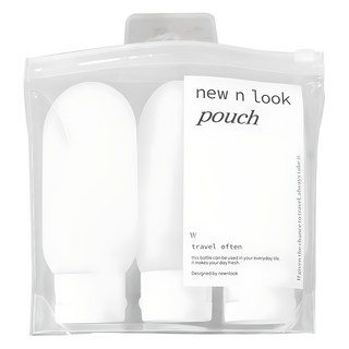 뉴앤룩 여행용 공병 휴대용 욕실 리필용기 30ml x 3p + 파우치 + 라벨 스티커 세트, 1개, 화이트