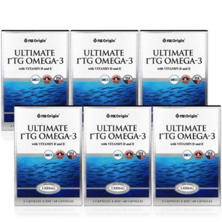 [6통] 엔젯오리진 얼티메이트 rTG 알티지 오메가3 비타민D&E, 6개, 60정