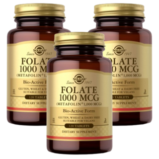 Solgar Folate (Metafolin) 엽산 (메타폴린) 1000mcg 120타블렛 3 SET, 120정, 3개