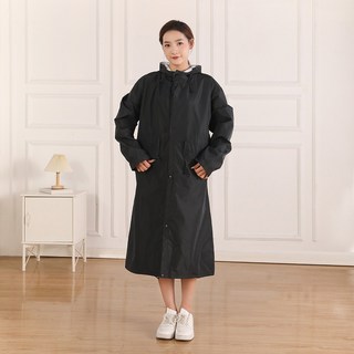 스패로우하우스 여성 레인코트 일체형 모자 허리 스트링 조절 등산 골프 여자 방수 성인 우비 비옷, 블랙