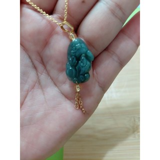 A貨翡翠貔貅項鍊，貔貅毛衣鍊，招財進寶 (台灣現貨), 1個