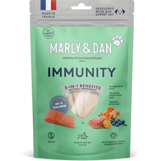 艾爾發寵物 MARLY&DAN 瑪麗與丹 鮭魚原肉機能補給無穀狗零食80g 美味酥脆 隨時獎勵愛犬 增進情感, 1個, 維持免疫力&保護肝臟 (鮭魚厚片), 鮭魚
