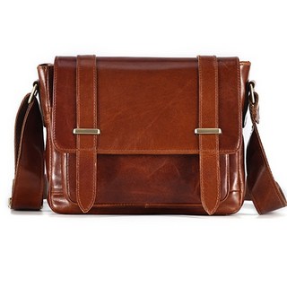 真皮復古劍橋包 大容量郵差包 英倫風男士斜背包 休閒信封包, 棕色