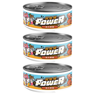 COUCH POTATO Power 超能貓咪主食罐 活力野鮭 美味肉泥質地 鎖住鮮肉精華, 80g, 3罐