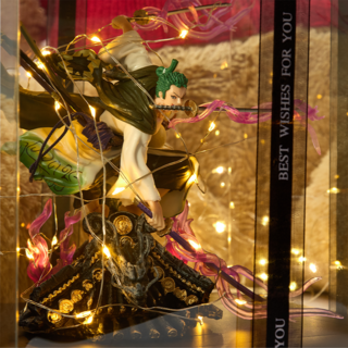 海賊王 索隆 魯夫 角色 模型 擺件 贈禮, 1個, 夢幻索隆【高24CM】禮盒套裝手辦禮盒套裝送燈光+信封賀卡+手提袋