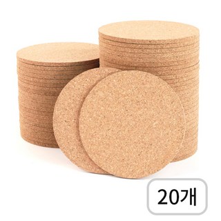 YGG 코르크 티코스터 컵받침대 20개, 베이지, 1세트