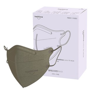 힐타임 코코핏 KF94 컬러 마스크 소형XL 새부리형 숨쉬기편한, 25매입, 1개, 올리브카키