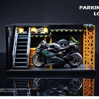 兒童玩具DIY修車廠帶燈裝卸組合停車場】維修工廠模型車收納 微型攝影改裝店 帶燈車庫維修場景模型, 1個, DIY修車廠, 顏色如圖