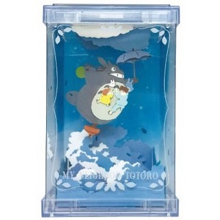 日本宮崎駿吉卜力正版立體四方紙劇場附展示盒 龍貓 Totoro 神隱少女 霍爾移動城堡立體模型擺飾, 龍貓_月夜下散步(3顆星)