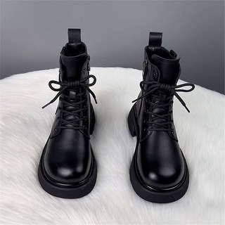 真皮厚底馬丁靴 女款