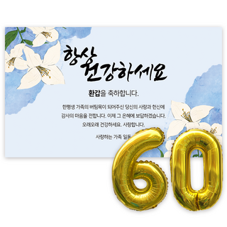 애드플로우 환갑 현수막 생신 생일 잔치 축하 풍선 포함, 혼합색상