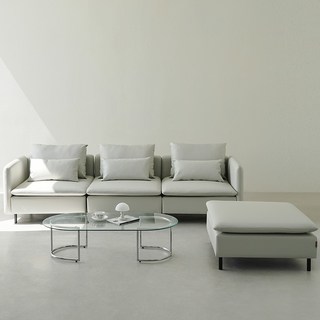 동서가구 모디퍼 가죽 모듈소파 4인 + 스툴 DF926590, 화이트그레이