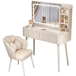 주니어화장대 화장대 책상+수납 조립식 수납장 소품 정리함 거치대, 완성품, 100cm 거울+나비 의자