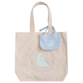 莫莫日貨 角落生物帆布袋 日本進口藍蜥蜴藍恐龍帆布肩背包 子母環保購物袋CA04601