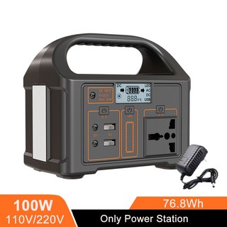 캠핑용 야외용 차박 파워뱅크 대용량 300W 500W 휴대용 발전소 태양열 발전기 460Wh LiFePo4 배터리 110V 220V 에너지 저장 공급 캠핑 RV 여행용 LED, 100W Power Station, US, 1개