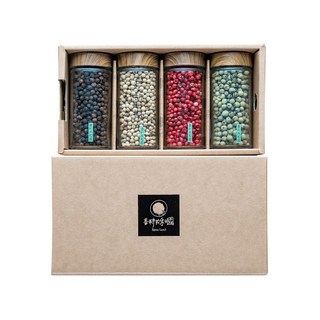 香料共和國 胡椒原粒四入組 (紅胡椒、白胡椒、黑胡椒、綠胡椒)香料禮盒 伴手禮 新年禮盒 入厝禮 調味罐, 1個, 50g