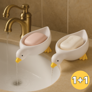 디오벨러 물빠짐 오리 비누 받침대, 화이트 1+1개, 1세트