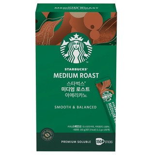 STARBUCKS 星巴克 中度烘焙美式即溶咖啡粉, 1.1g, 150條, 1盒