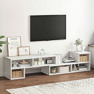 심플 티비 거실장 다용도 tv 서랍장 확장형 수납장, 화이트