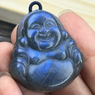 采禪手作 B408 拉長石 佛公 彌勒佛 牛鼻吊墜孔38*34*10.4mm, 1個