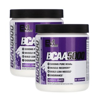 EVLUTIONNUTRITION BCAA支鏈胺基酸粉 5000mg 葡萄味, 2罐, 258g