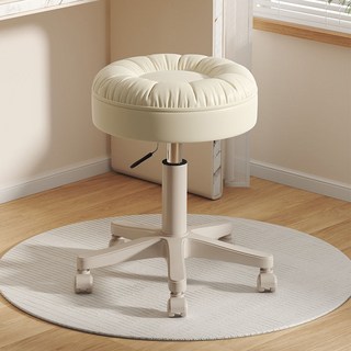 臺灣出貨 美容椅 滑輪椅 升降椅 旋轉椅 工作椅 萬向輪凳 滑輪凳 升降小圓椅 滾輪椅 美容凳子滑輪美容院專用大工凳理發, 高級灰【加厚海綿 穩固承重】, 1個