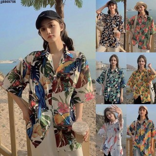 外穿襯衫 男生 舒適 2024年新款 三亞旅游度假短袖花襯衫 女 夏威夷ins 超仙海邊沙灘襯衣 港味上衣服
