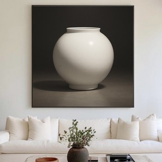 시크 달항아리 그림 캔버스 현관풍수 집들이 개업선물 인테리어액자, 유광실버