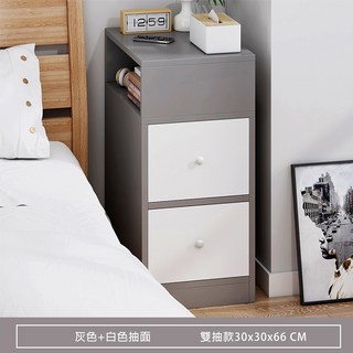 安達斯床頭櫃, 1件, 正方形二抽櫃30cm寬-灰色, 灰色