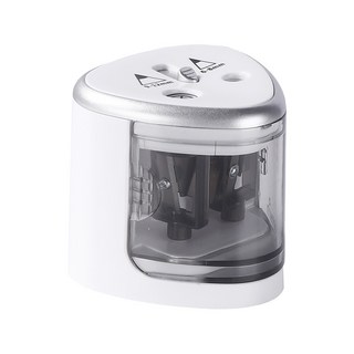 雙孔電動削鉛筆機 適用6-12mm鉛筆/色鉛筆, 1個, 【電動削鉛筆機】白色（不含電池）
