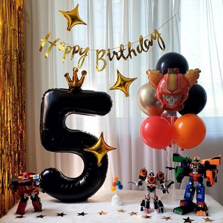 재미제이 헬로카봇 로봇풍선 생일가랜드세트 (대형숫자풍선) 아들생일파티, 5, 1개
