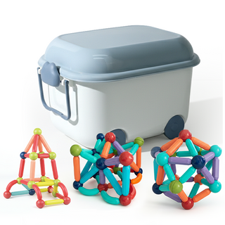 이큐나라 입체 자석블럭 100pcs 창의력발달 아기 자석놀이 세트, 1개, 혼합색상