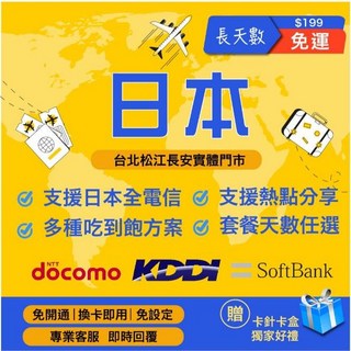 MySimCard 日本網卡 長天數吃到飽 日本sim卡 日本原生卡 softbank docomo, 1個, 10天,C.雙電信火箭卡總量10GB降速