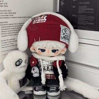 臺灣出貨 娃衣別惹小狗20厘米棉花娃娃套裝美式復古玩偶衣服可愛公娃衣, 1個, 衛衣+屁簾+褲子,（沒有娃娃）