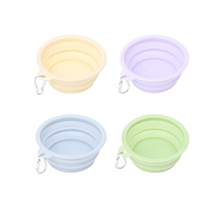 투데이리빙 4개 세트 반려동물 접이식 실리콘 식기 350ml 강아지 고양이 휴대용 그릇 캠핑 산책 다용도 밥그릇 애견 자바라 물그릇, 혼합색상