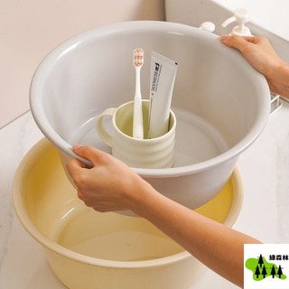 加厚加深塑料洗臉盆/洗衣盆，加大號學生宿舍洗腳盆，透明水桶, 1個, 奶白色【比別傢大】,迷你號1個【單個裝】