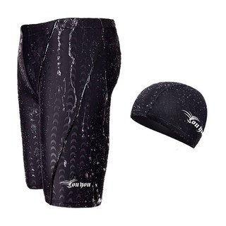 【台灣現貨】6件套裝組 男泳褲 海灘褲 仿鯊魚皮 潛水 游泳 浮潛 大尺碼 包含泳褲泳帽泳鏡.鼻夾耳塞.隨身包